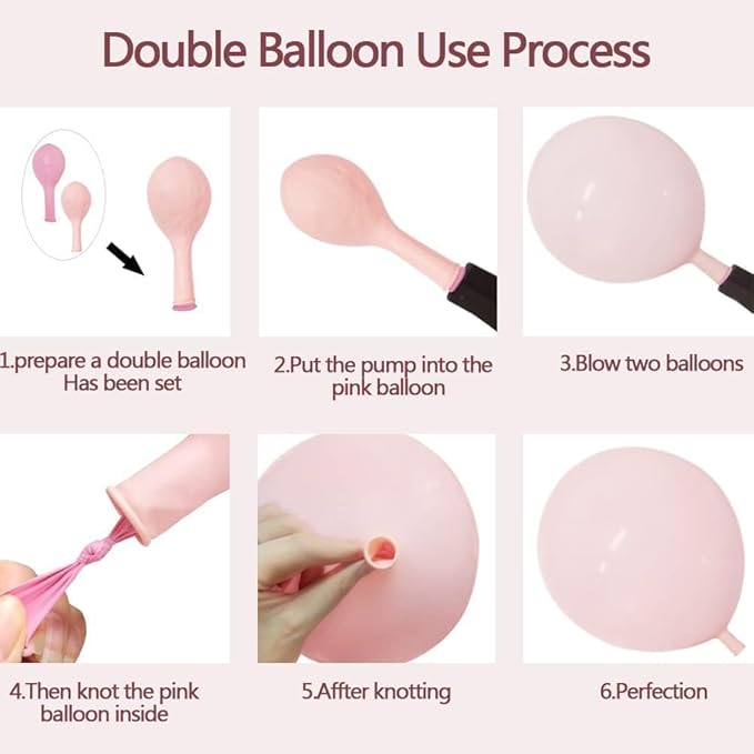 Pastel Pink Balloon Garland Double Stuffed Light Baby Pink Balloon Arch Kit Different Sizes 18/12/5 Inch Latex Color for Baby Shower Birthday Bridal Wedding Gender Reveal Princess Party Decorations