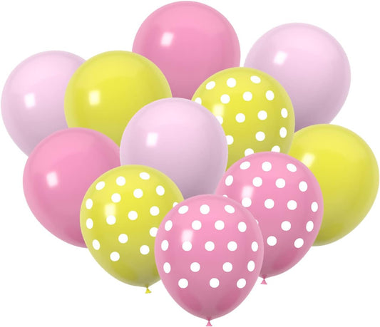 60 Pack 12 Inch Latex Balloons - Pink Yellow Macaron Pastel Colors for Birthday Wedding Baby Shower, Spring Summer Party Decorations