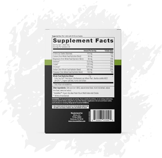 Electrolyte Powder, Lime Flavor, Hydration Packets with Celtic Sea Salt, Magnesium, Calcium, Choline, Potassium, Probiotics and Trace Minerals, Gluten Free Drink Mix, Non GMO, 30 Count