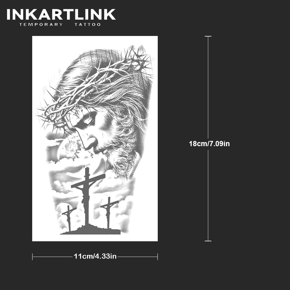 INKARTLINK Tattoo Tech, 2 Sheets Extra Large Semi Permanent Tattoo, Temporary Tattoos, Last 1-2 Weeks, Waterproof, Realistic Look, No Adhesive, （Mythology Design)305