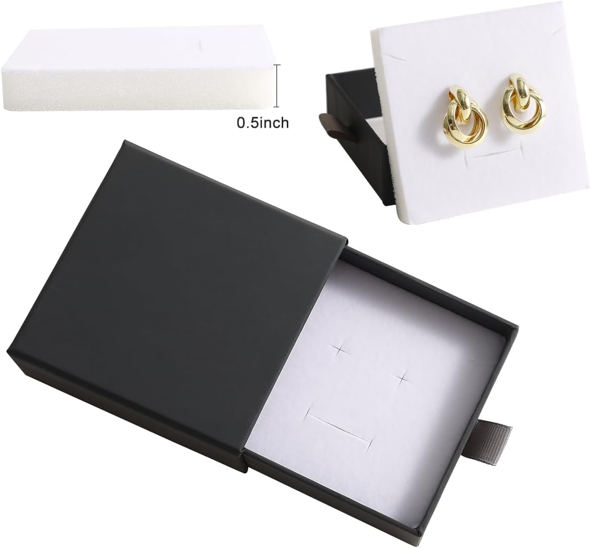 40Pcs Dark Gray Small Jewelry Boxes 3.54×3.54×1.26in Cardboard Jewelry Gift Boxes Jewelry Packaging for Small Business for Necklace Ring Bracelet Earring Display Box