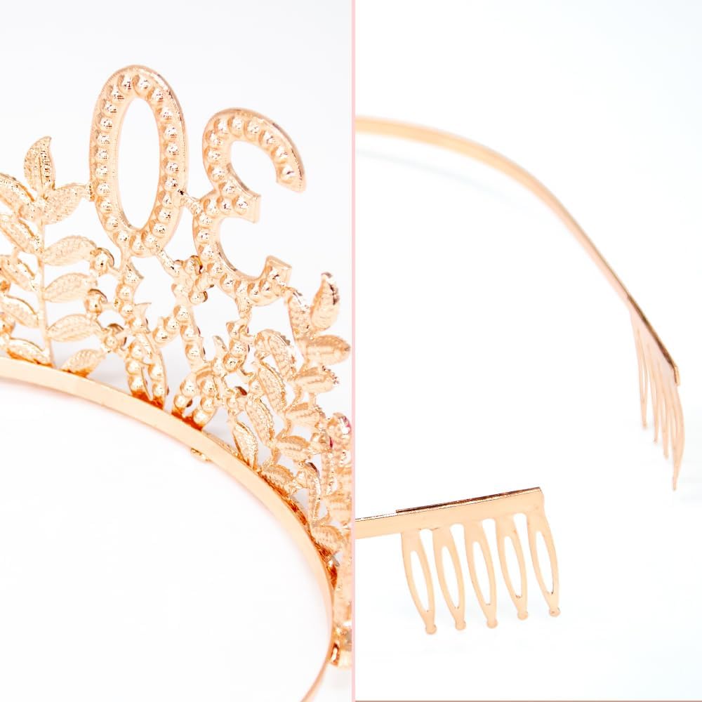 Birthday Sash Tiara Birthday Tiara Rhinestone Crown Rose Gold Birthday Queen Tiara Sash and Tiara for Women Birthday Decor Princess Tiara Cake Topper Crystals Hair Accessories for Party