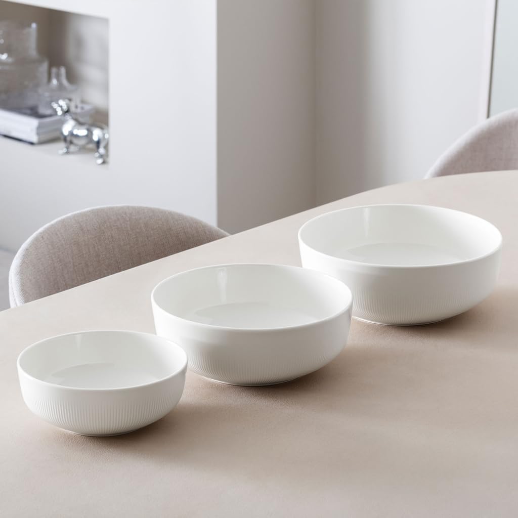 Villeroy & Boch Afina Gourmet Medium Serving Bowl, Premium Porcelain, Made in Germany, Dishwasher and Microwave Safe, 9.5 x 9.5x 3.5 in, Stackable, White