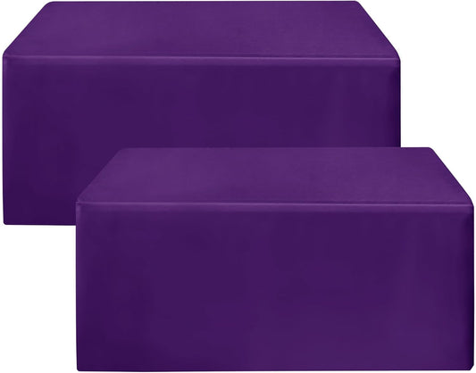 HolidayIdeas 2 Pack Fitted Tableclothes - 48 x 24 Inch - Purple Rectangle Tablecloths for 4 Foot Tables, Polyester Fabric Table Covers for Birthday Parties, Holiday Dinner, Trade Show