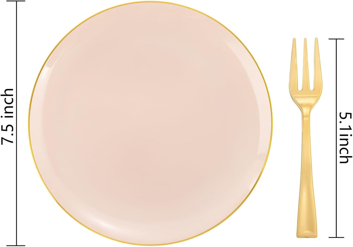 LIYH 200 Pcs Pink Gold Dessert Plates and Forks, Small Cake Plates 7.5 Inch, Party Plate and Forks 5 Inch for Bridal Shower, Birthday Tea Party