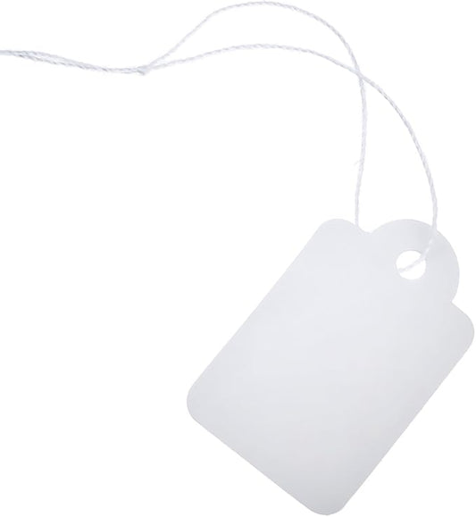 500 Pack White Price Tags with String Attached Writable Display Labels White Price Gift Tags for Clothing Jewelry Blank Merchandise Marking Labels, 1.38 x 0.87 Inches