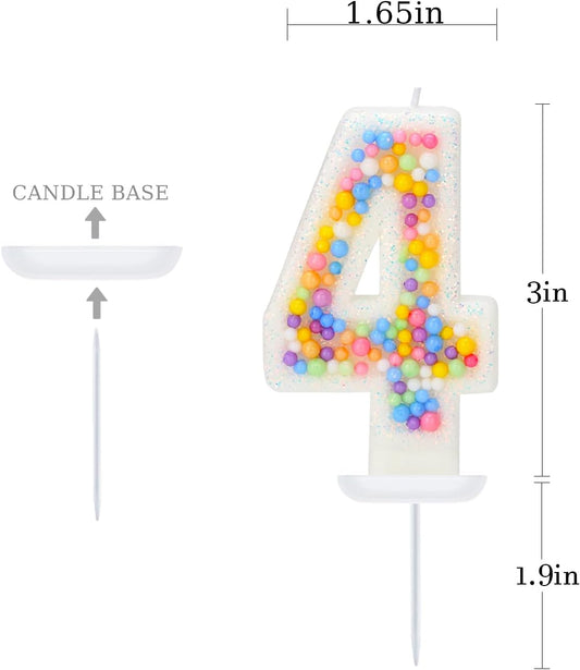 Birthday Candles - Number 4 Candle, Colorful Macaron Candles, Birthday Candles for Women/Girls, Cake Decorations, Theme Party Supplies