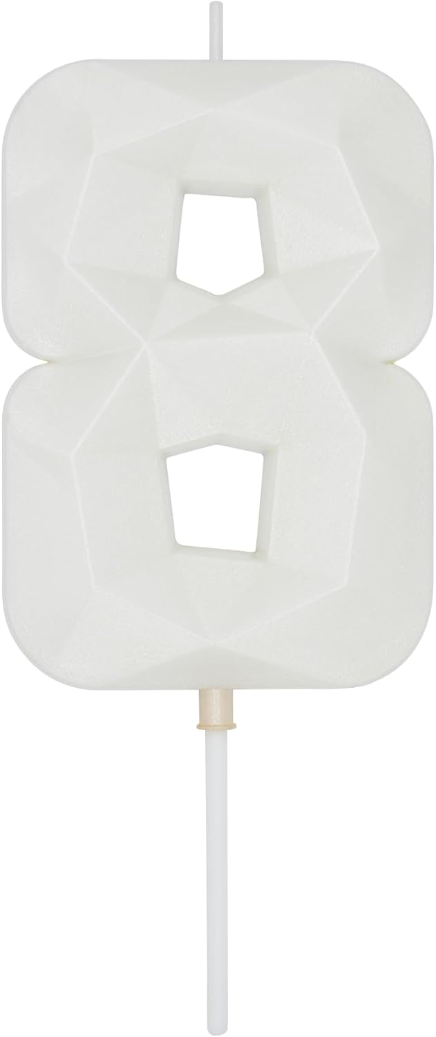 DERVENTA Large Birthday Candle Number 3D White 3.7 inch Party Celebration Anniversary Decoration Cake Topper 1 Piece (Number 8 White)