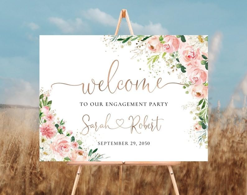 Blush Pink Engagement Welcome Sign, Blush Pink Engagement Party Sign, Welcome to our Engagement Party Sign, Rose, Gold, Engagement Decor