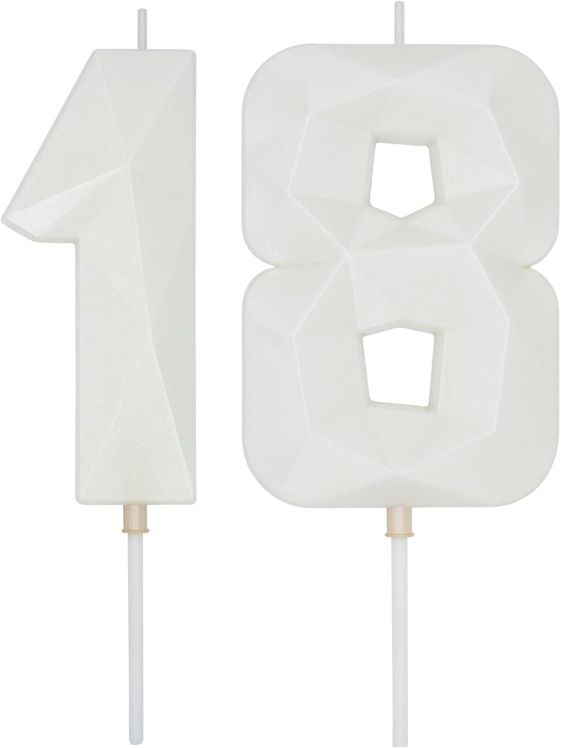 DERVENTA Large Birthday Candle Number 3D White 3.7 inch Party Celebration Anniversary Decoration Cake Topper 1 Piece (Number 18 White)