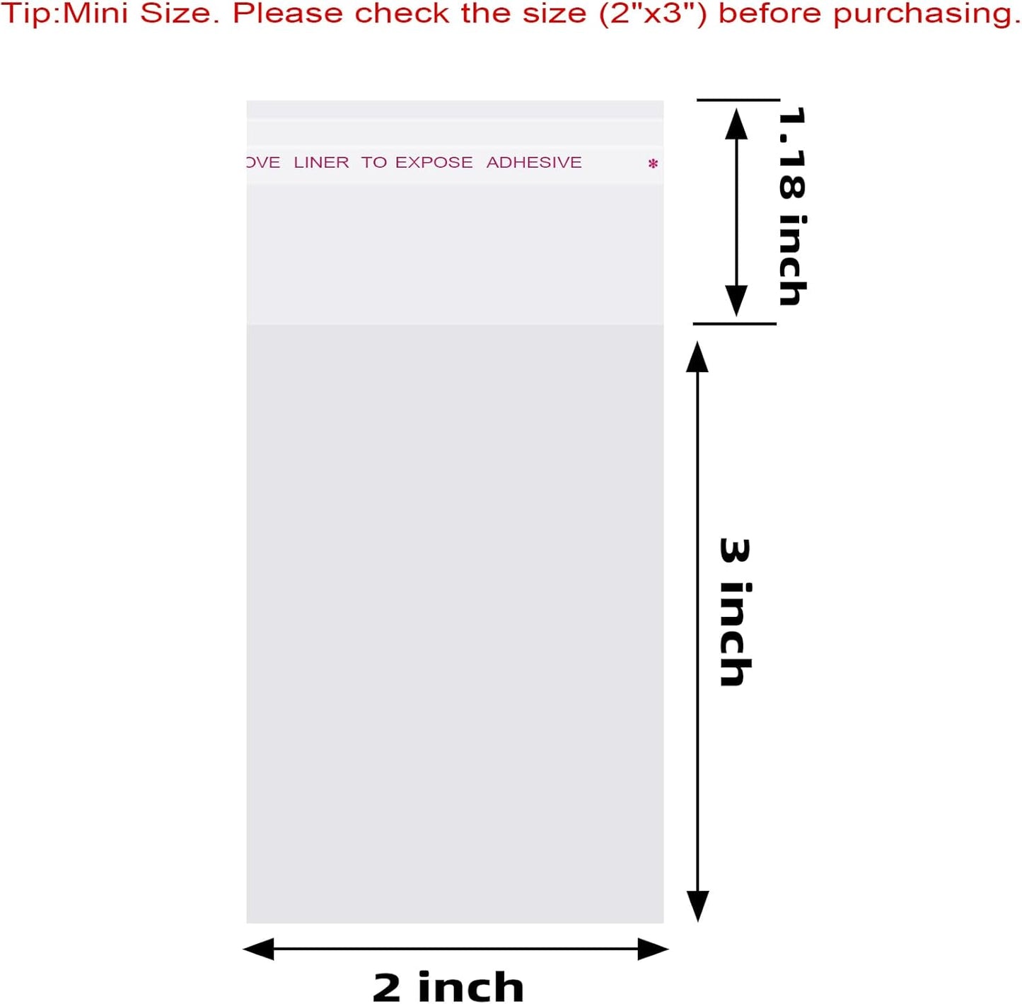 Self Sealing Cellophane Bags Self Adhesive,2x3 Inches Clear Resealable Cellophane Bags 200Pieces (Mini Size)