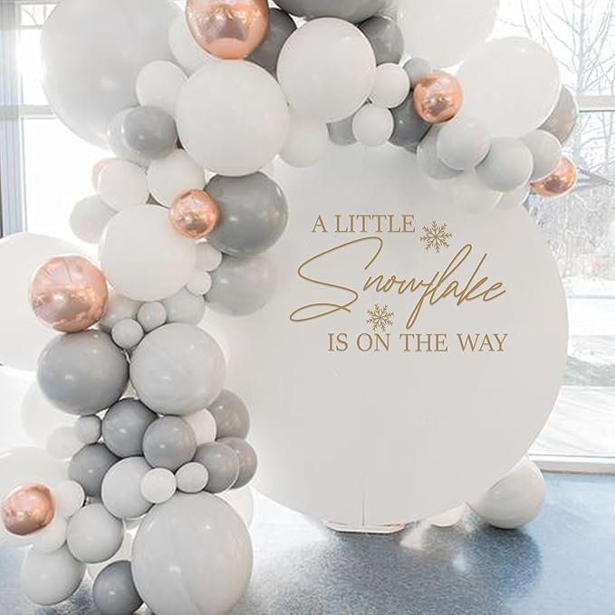 A Little Snowflake is On The Way Stickers Decoration - Welcome Sign Decal for Balloon Arch,Winter Wonderland Theme Baby Shower Stickers,Baby Shower Decorations for Winter (Snowflake Decal)
