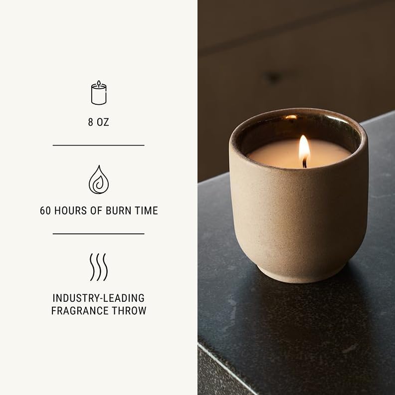 Homecourt Luxury Scented Candle, Steeped Rose Scent, 60-Hour Burn Time, Soy Wax Blend, Organic Candle Wicks for Candle Making - Reusable Ceramic Vessel, 8 Oz - 2.0