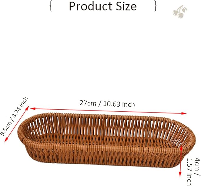 RT&BS Handwoven Utensil Basket, Artisan Mini Bread Basket, Flatware Storage Narrow Baskets for Farmhouse Kitchen, Rustic Dining Table Decor (1pcs, Oval)