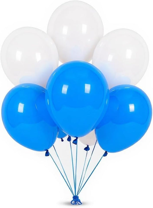 50 Pack 12 Inch White and Blue Latex Balloons (25 + 25), Baby Boy Shower Decorations, Graduation Party Supplies, Sports & Tailgate Balloon Arch Kit, Nautical Theme, Photo Backdrop