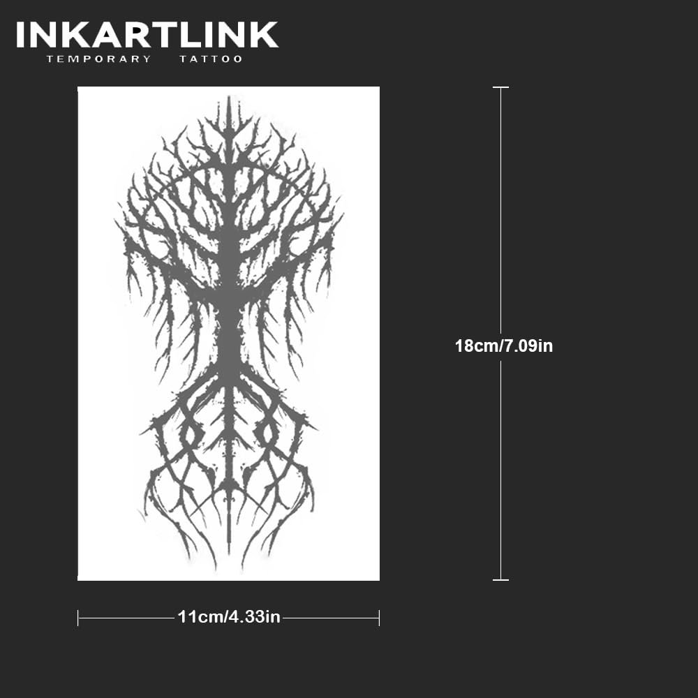 INKARTLINK Tattoo Tech, 2 Sheets Extra Large Semi Permanent Tattoo, Adult Art Design Temporary Tattoos, Lasts 1-2 Weeks, Waterproof, Realistic Look, No Adhesive, No Reflection (Mythology)134