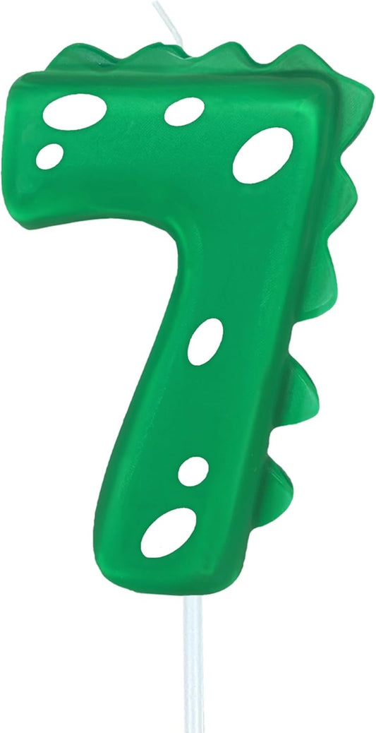 Number Birthday Candles(7 Candle Green) Dinosaur Shape Number Happy Birthday Cake Candles for Dinosaur Birthday Party Decoration Reunions Theme Party