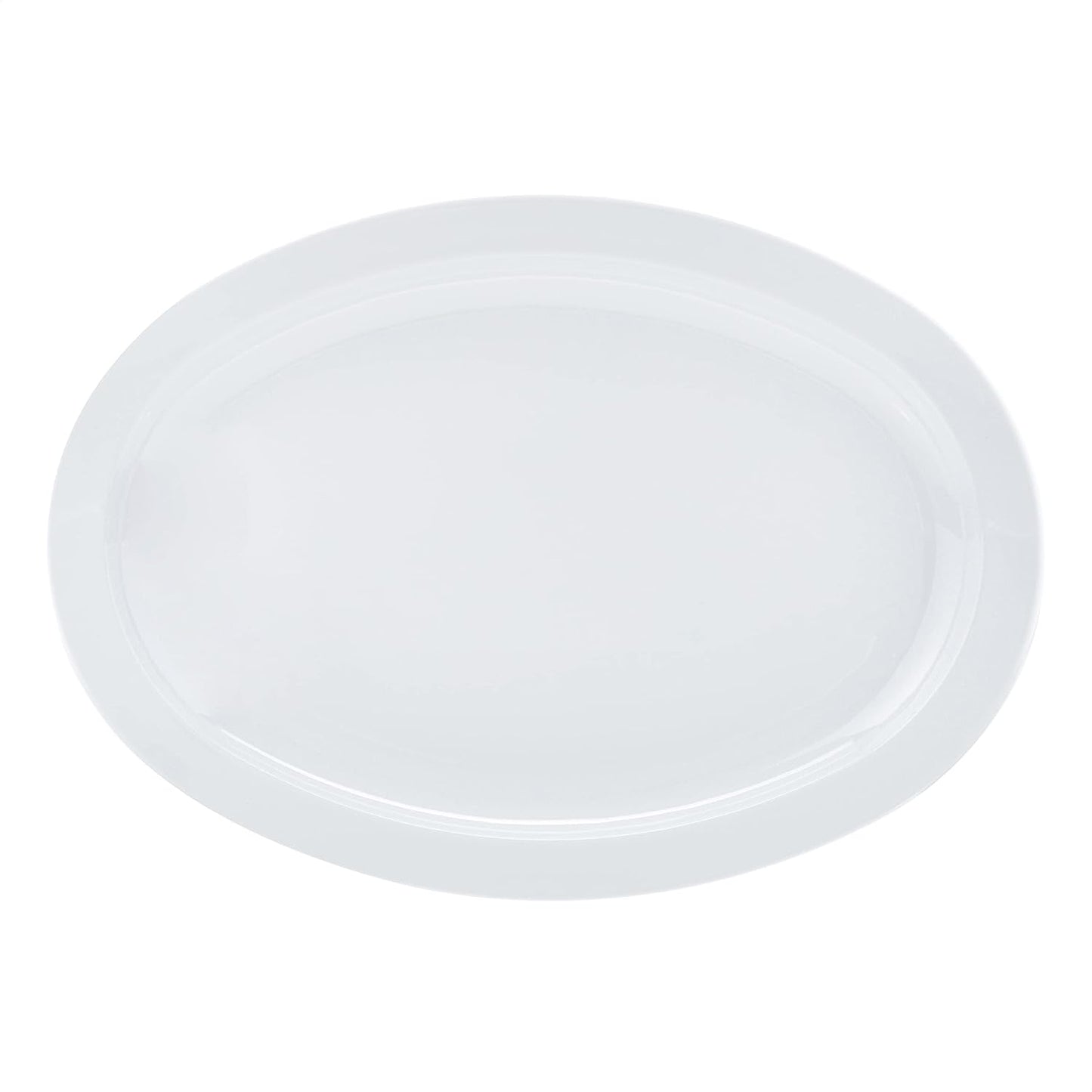 Amazon Basics Melamine (Plastic )Oval Platter Narrow Rim, 6 Piece Set, 13 in x 9.75 in, White