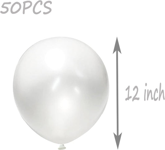 Pearl White Balloons 12 Inch 50PCS Matte Balloons Round Pearlized White Latex Balloons for Wedding Birthday Christmas Baby Shower Anniversary Backdrop White Theme Party Arch Decorations
