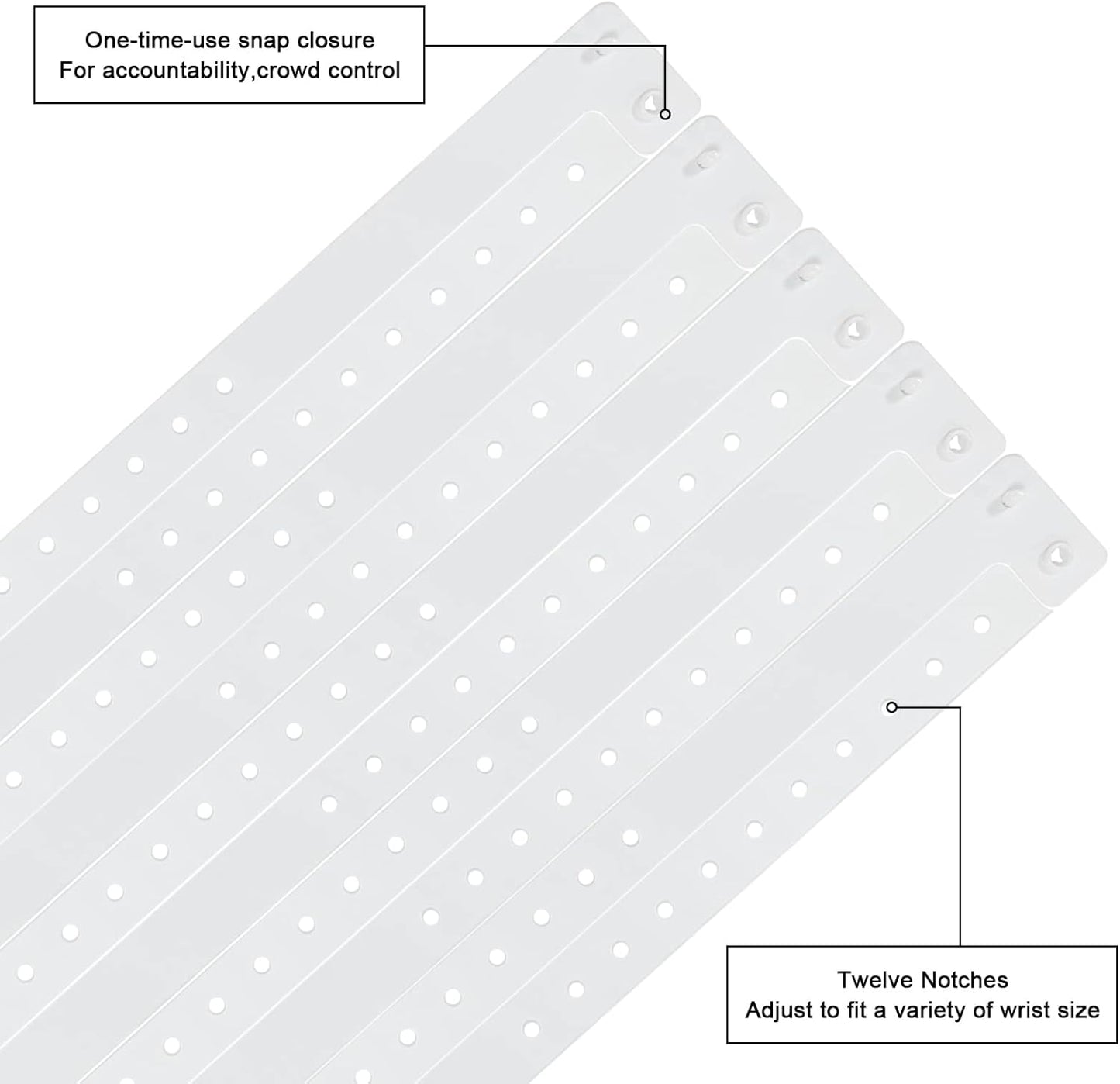 White Plastic Wristbands-500 Pack Colored Identification Wristbands for Events, Waterproof Lightweight Security Vinyl Wristbands for Party Concert Club Festival Entrance Admission