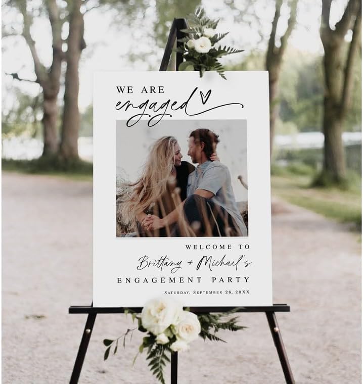 Engagement Party Sign, Engagement Party Welcome Sign, Engagement Party Welcome Sign Template We Are Engaged Minimalist Photo Welcome Poster Modern Engagement Sign