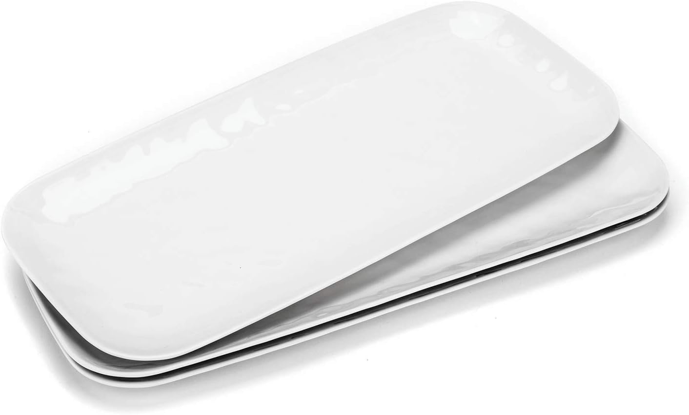 KOXIN-KARLU Melamine Trays, 14.75-inch Serving Trays and Platters, set of 3 White | Hammered Style, 100% Melamine, BPA Free