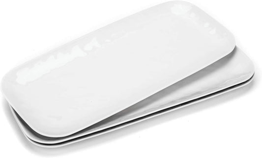 KOXIN-KARLU Melamine Trays, 14.75-inch Serving Trays and Platters, set of 3 White | Hammered Style, 100% Melamine, BPA Free
