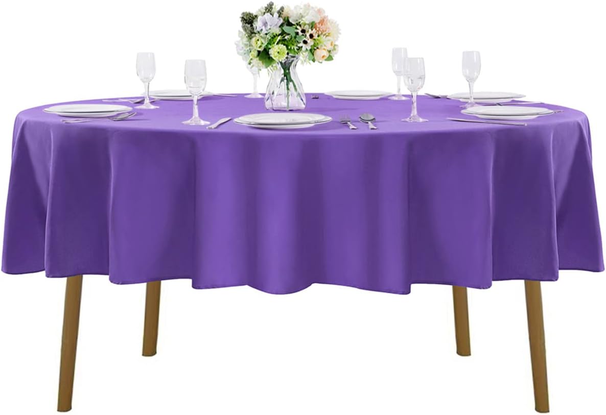Cupuamon 70 inch Round Tablecloth Washable Polyester Table Cloth Decorative Table Cover for Wedding Party Dining Banquet（70 inch,Purple）