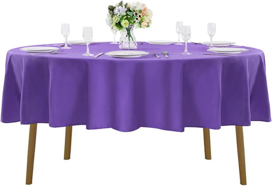 Cupuamon 70 inch Round Tablecloth Washable Polyester Table Cloth Decorative Table Cover for Wedding Party Dining Banquet（70 inch,Purple）