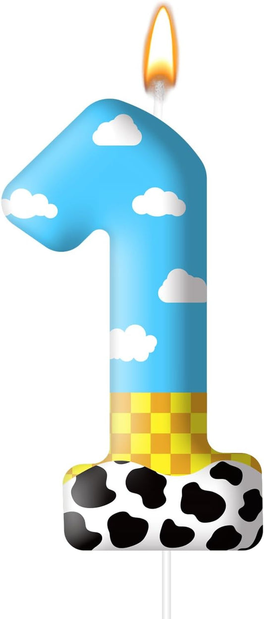 Toy Inspire Game Story Birthday Candles for Kids -Toy Themed Cake Topper Decorations,Party Supplies for Children's Birthday Celebrations(Number 1)