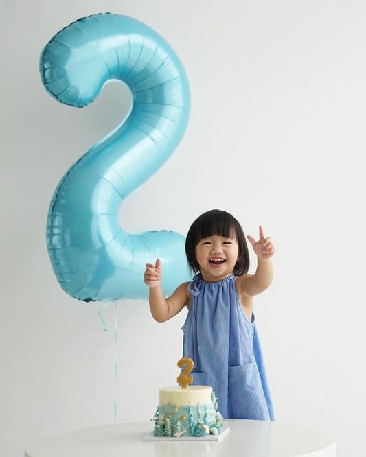Pearlescent Blue Number Balloon 40 Inch, 0 Number Balloons, 10 20 30 40 50 Numbers Balloon Birthday Decorations, Party Supplies for Women Men