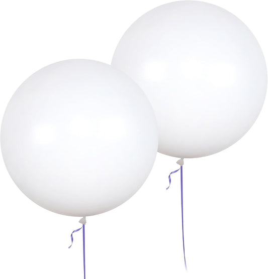 AZOWA 24 Inch White Balloons 16-Count Large Latex Round Balloons for Party Wedding Birthday Baby Shower Decoration (White, 16 Pcs)