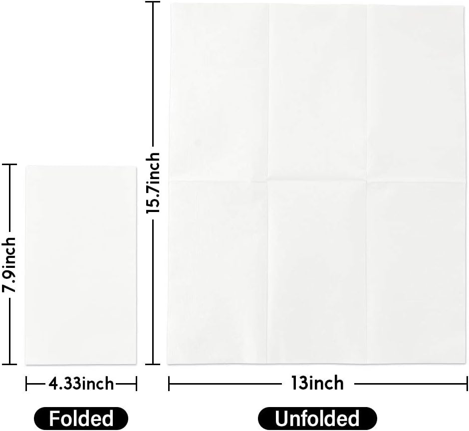 Vplus 400 Pack Premium Quality Guest Towels Disposable Dinner Napkins Soft, Absorbent, Party Napkins for Dinners or Catering Events，and Everyday Use (White, 400)