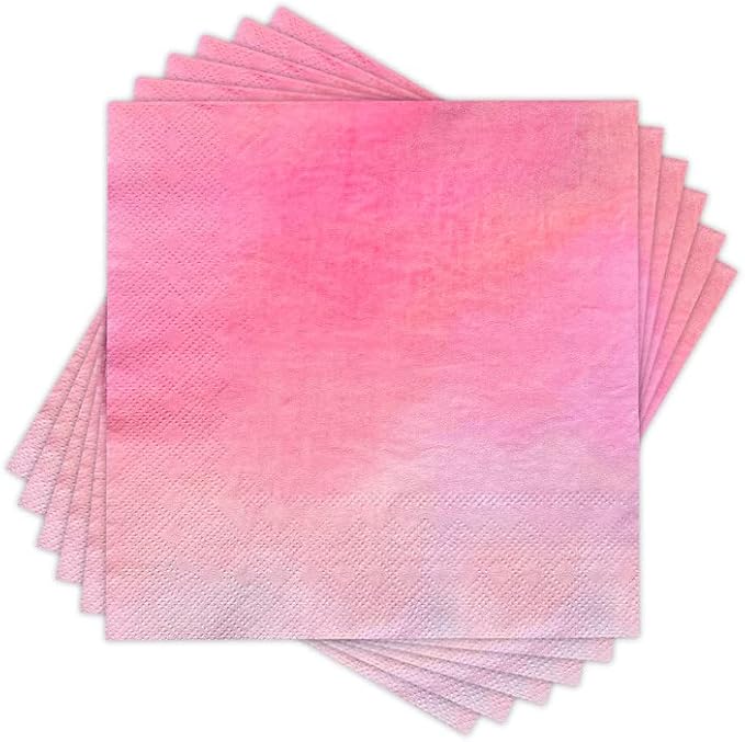 SOLAS Pink Napkins - 20 Pack Square Disposable - Fun & Colorful - 2 Ply - 6 1/2' (16.5cm) Blush Pink