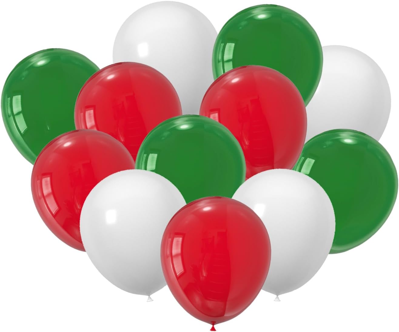 60 Pcs 12-Inch Latex Balloons in Red, Green, and White - Perfect for Christmas, New Year,Graduation, Birthday, Baby Shower, and Party Decorations