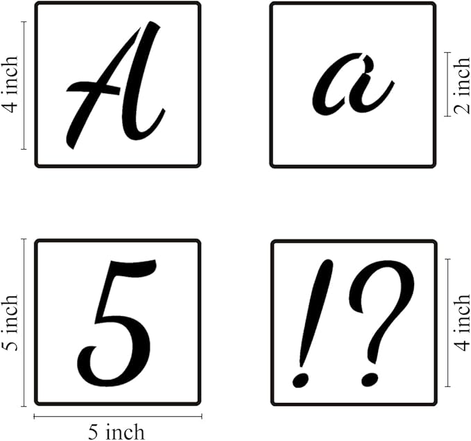 4 Inch Alphabet Letter Stencils for Painting - 70 Pack Letters and Numbers Stencil Templates with Signs for Painting on Wood, Reusable Number and Letter Stencils for Chalkboard Wood Signs & Wall Art