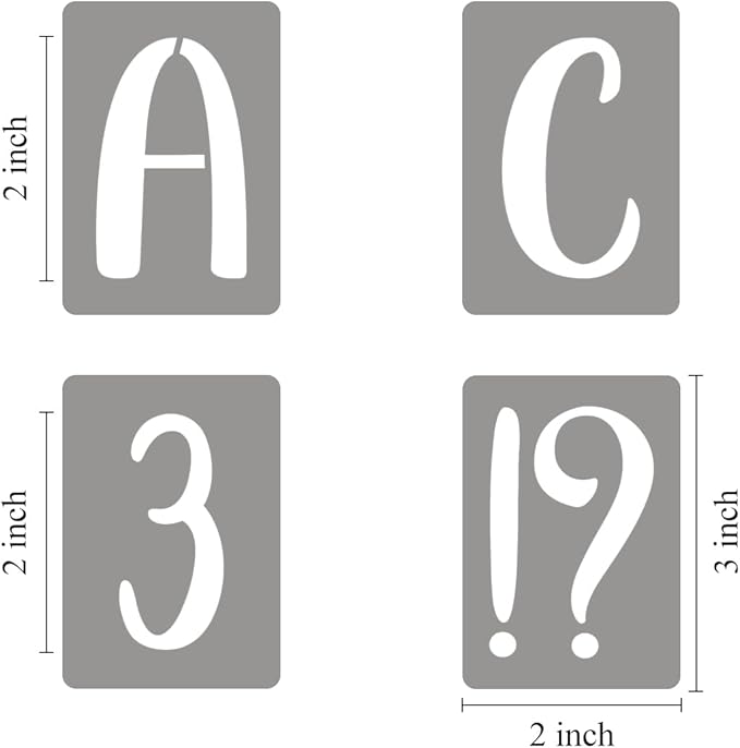 XANGEY 2 Inch Letter Stencils for Painting - 42 Pack Alphabet Letter Number Templates with Signs, Reusable Plastic Alphabet Stencils for Chalkboard Fabric Rock Wood Crafts Painting