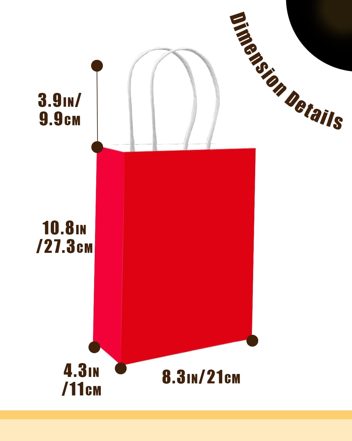 qiqee 100PCS Gift Bag with Handles Bulk Red Paper Bags Multiple Uses (11"x5"x8"inch Medium Size)