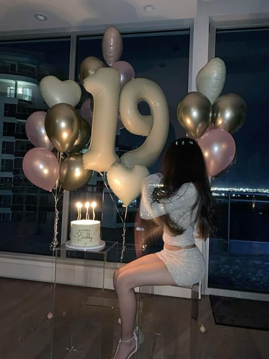 Number Balloons 40 Inch Cream, 18th Birthday Party Decoration for 1 8 18 81 Men & Women, Big Foil Balloon Number for Wedding Celebration Adult Party Supplies
