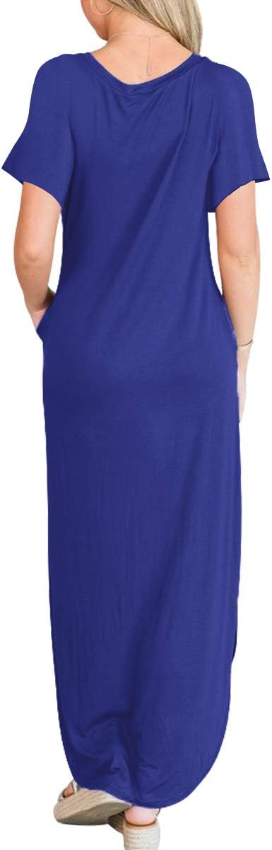 ANRABESS Womens Summer Maxi Dress Short Sleeve Casual Loose Long T Shirt Dresses Split Vacation Beach Sundress Travel Outfits