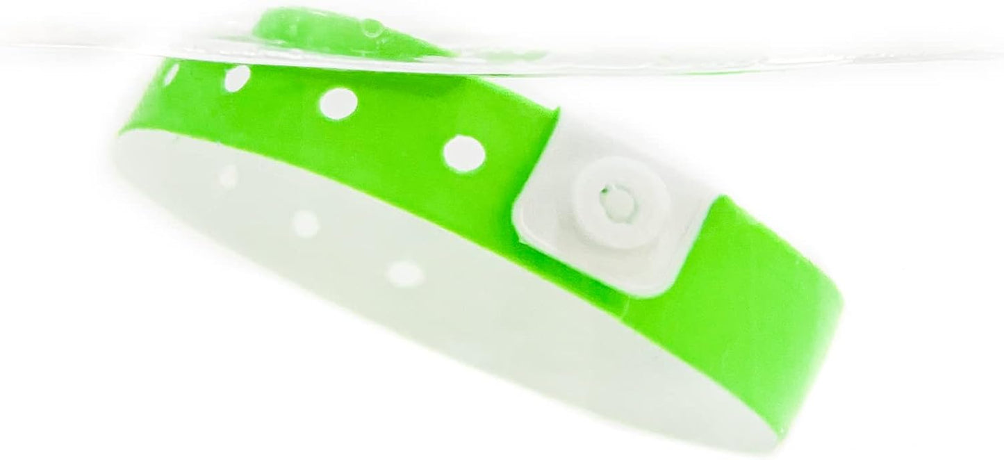 Green Plastic Wristbands-500 Pack Colored Identification Wristbands for Events, Waterproof Lightweight Security Vinyl Wristbands for Party Concert Club Festival Entrance Admission