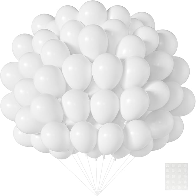 Patimate White Balloons - 150pcs 5 Inch White Latex Party Balloons for Engagement Anniversary Bachelorette Bridal Shower Wedding Baby Shower Party Birthday Decorations