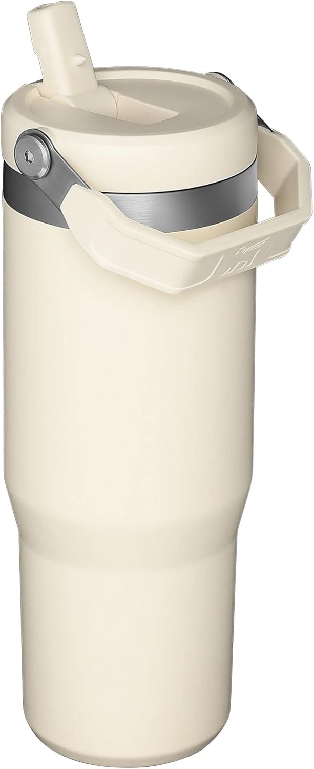 STANLEY IceFlow Flip Straw Tumbler with Handle 30 oz | Twist On Lid and Flip Up Straw | Leak Resistant Water Bottle | Insulated Stainless Steel |BPA-Free | Citron