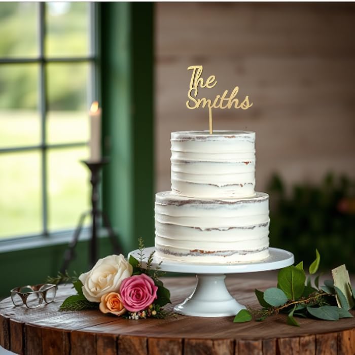 Custom Name Wedding Cake Topper, Personalized Bride and Groom Decoration, Rustic Wedding, Anniversary, Briday Shower Decor (The (Name))