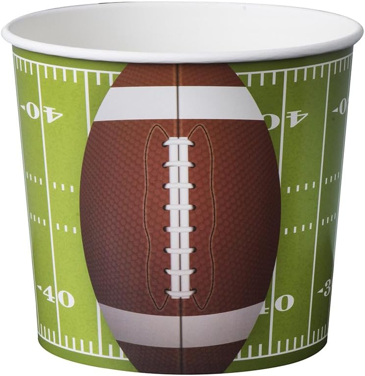 Hammont Football Party Supplies Snack Cups - 84 Oz Foot Ball Disposable Paper Bucket Ideal for Tailgate Parties, Family Dinner and Sports Event (8 Pack)