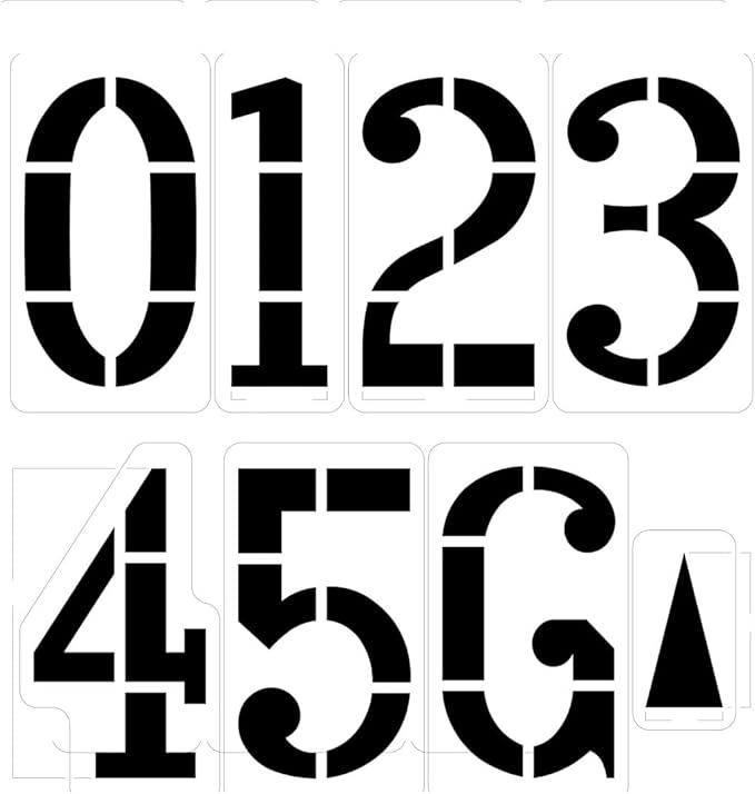 72" Football Field Number Stencil Kit | Part#: 10000222 | Ideal for Painting Yardage Numbers | Includes Numbers 0 Thru 5, G & 1 Directional Arrow | Durable 1/8" PolyTough Lifetime | Made in USA