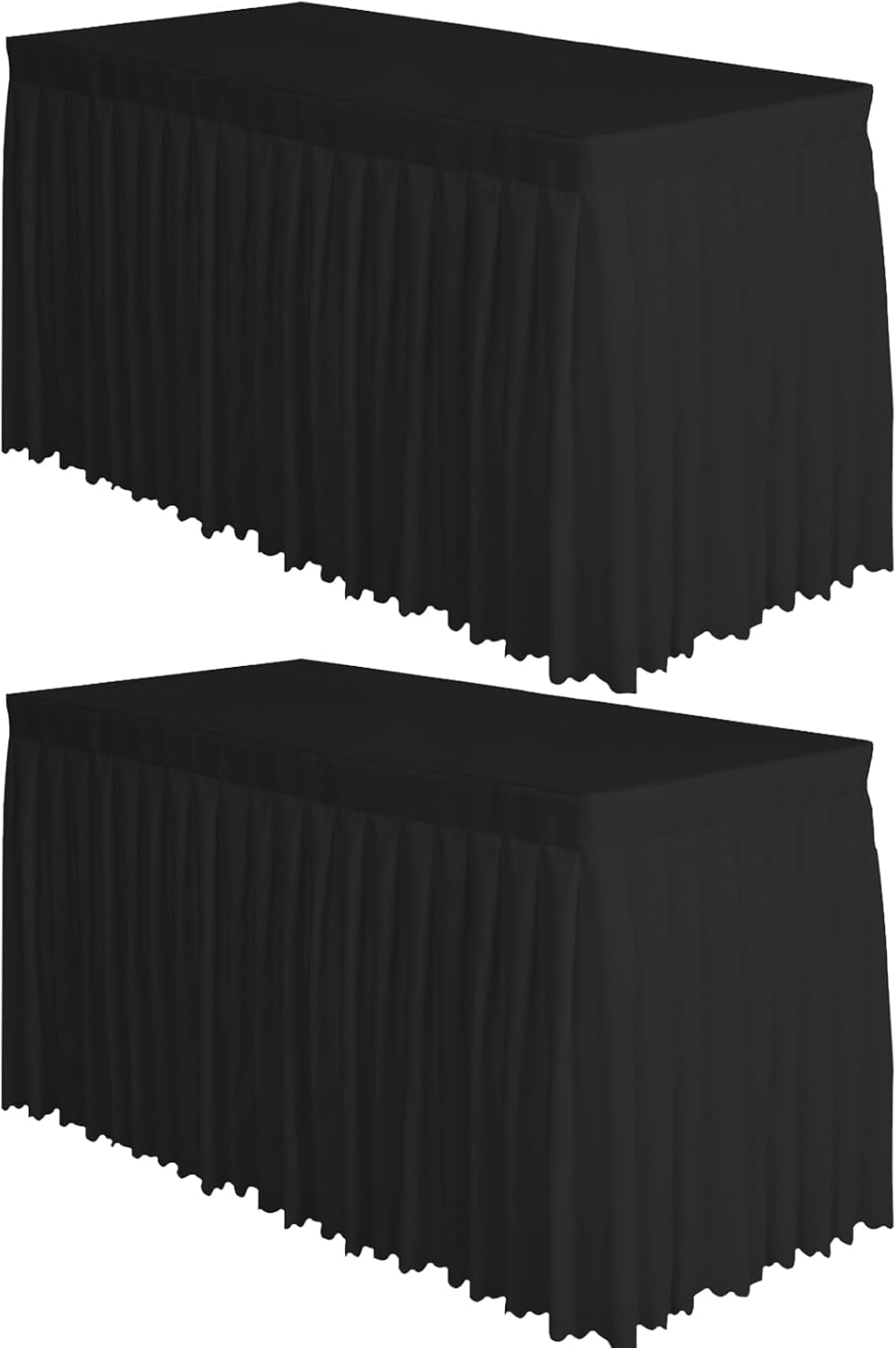 Surmente 2 Pack Black Table Skirt, 14ft Polyester Tablecloth for Weddings, Banquets, or Restaurants
