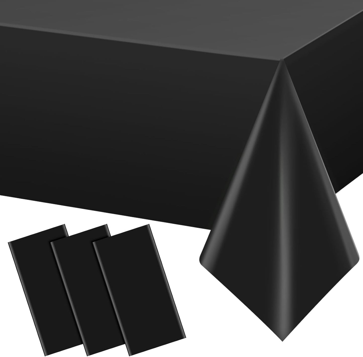 3Pcs Black Rectangle Tablecloth,Disposable Plastic Table Cloth,Waterproof Black Table Cover for Graduation Birthdays Weddings Anniversary Party Decorations,54 x 108 Inch