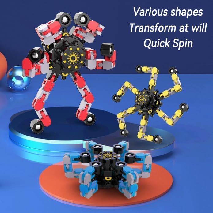 24pcs Transformable Fidget Spinners Children's Advanced Fidget Toys for Stress Relief Ideal Fidget Spinners for Sensory Toys for Boys and Girls with Autism，Party Favors