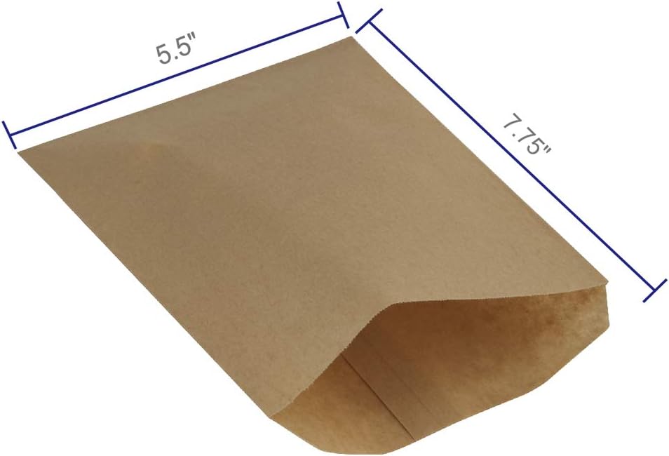 BagDream 5.5x7.75 Inches Kraft Paper Bags Pack of 100 Flat Greaseproof Brown Paper Bags Greaseproof Envelopes for Snack, Cookie,Popcorn, Candy, Party Favor
